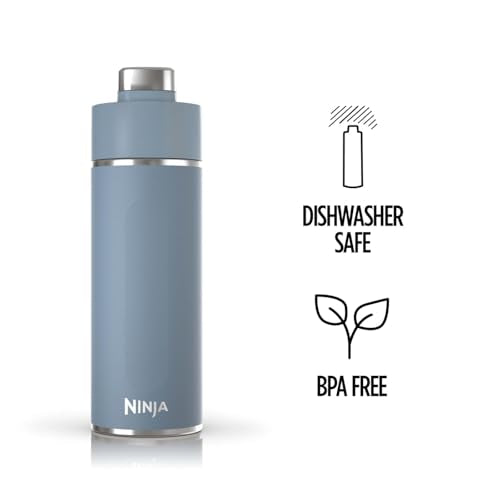 Ninja Thirsti Water Bottle and Flask 700 ML With Leak-Proof Lid, Designed For Carbonated, Hot & Cold Drinks, Ideal For Travel & Sports, Triple Insulated, Stainless Steel Bottle, Blue, DW2401EUUKBL