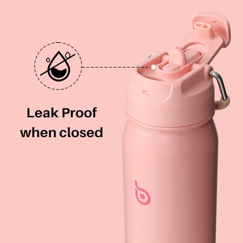 BOTTLE BOTTLE Insulated Water Bottle Stainless Steel 700ml(24oz) Bike Water Bottles with Straw and Adjustable Lid Daily Drink Flask Pill Organizer (salmon)