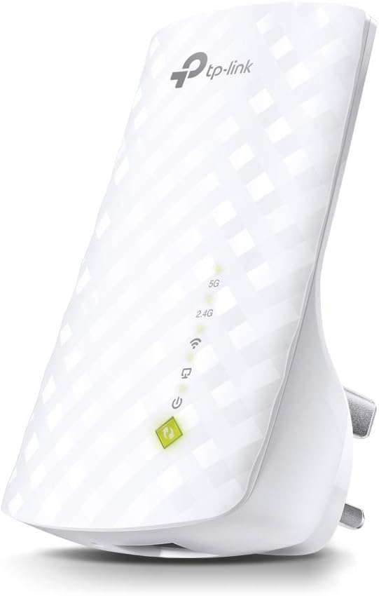 TP-Link RE220 WiFi Extender Booster, Dual-Band AC750 Mbps Range Extender Repeater with Ethernet Port, Connect Wired Devices, Works as a Wireless Adapter, Connect up to 32 Devices,Simple Two-Step Setup