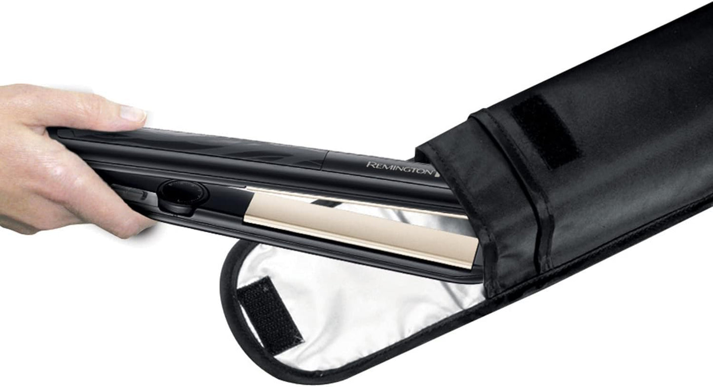 Remington Ceramic Hair Straightener - Slim longer length 110mm floating plates with Anti-static/Tourmaline Ionic coating for smooth glide, Fast 15 second heat up, Heat proof pouch, Up to 230°C, S3500
