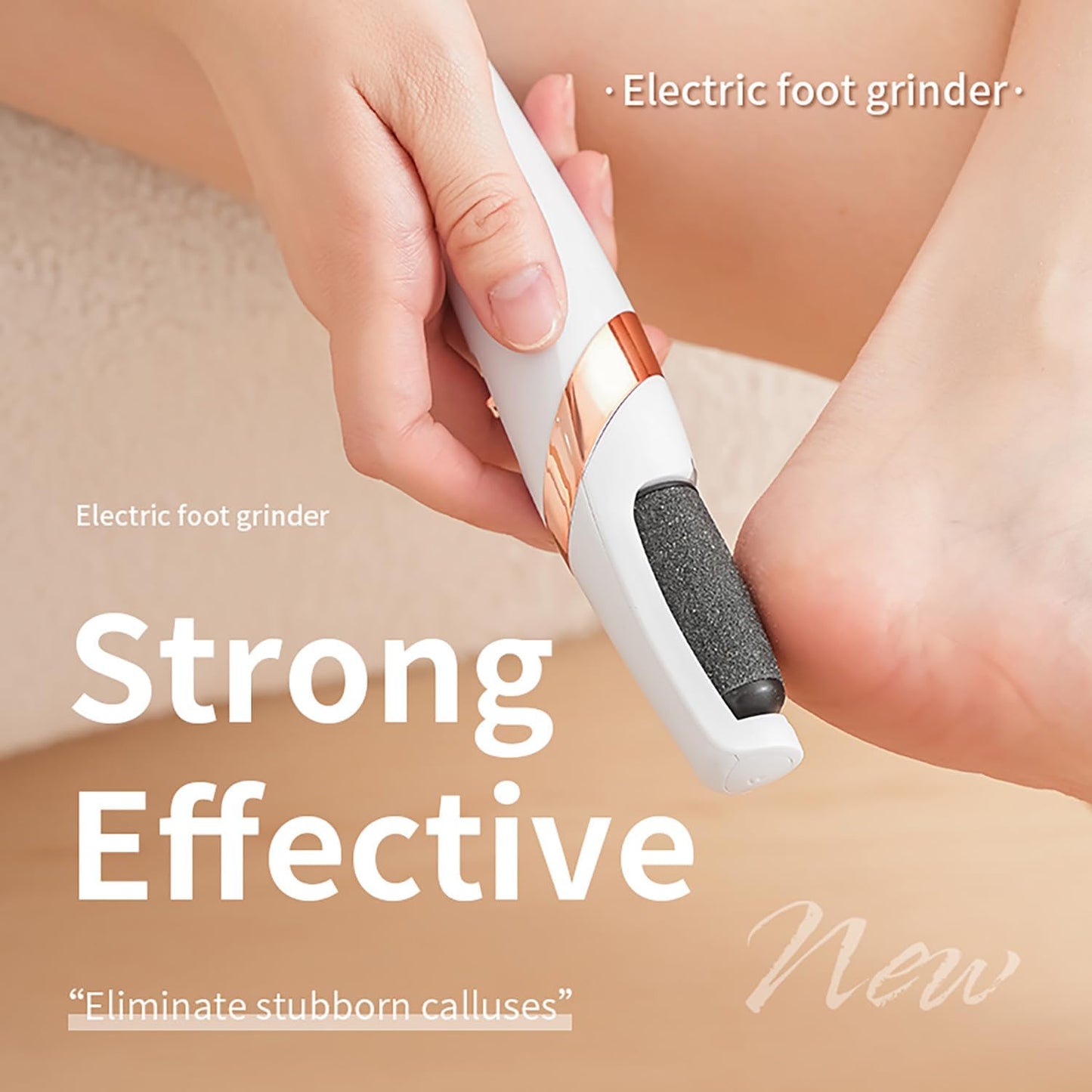 UQQU Electric Foot File – Professional Foot Care Tool for Smoother, Softer Feet – Pedicure Kit for Dry and Rough Skin – White