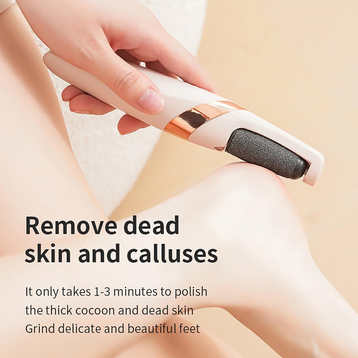 UQQU Electric Foot File – Professional Foot Care Tool for Smoother, Softer Feet – Pedicure Kit for Dry and Rough Skin – White