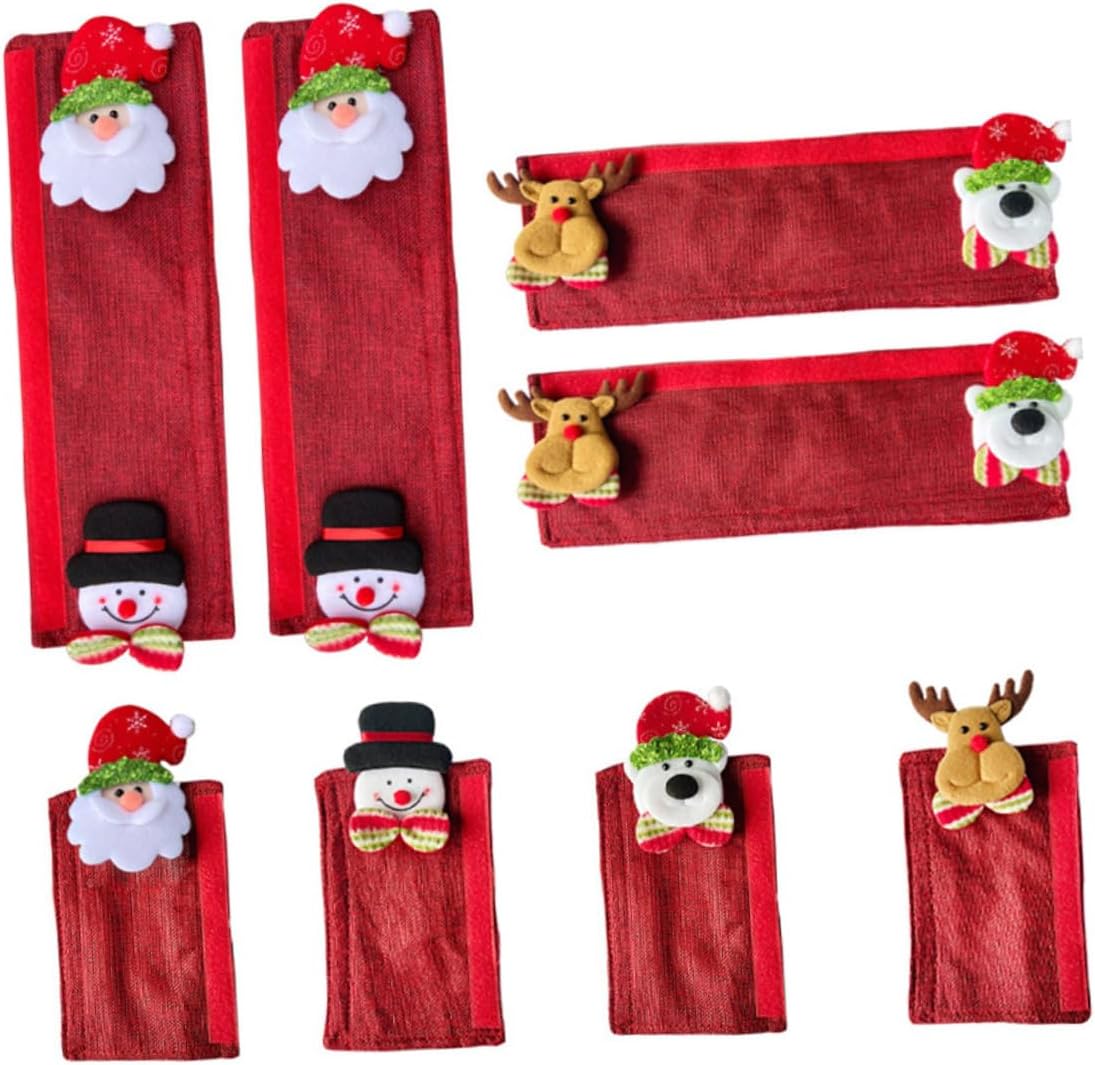 Angoily Elk Handle Covers for Kitchen Appliances Snowman Fridge Handle Gloves Kitchen Handle Decor Gloves Labels
