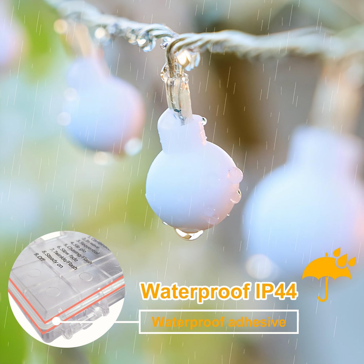 taiyongkang Globe Fairy Lights Battery Powered or USB, 12m/39ft 100 LED Warm White Ball String Lights with Remote & Timer, 8 Modes, Indoor Outdoor Bedroom Garden Camping Waterproof Fairy Lights