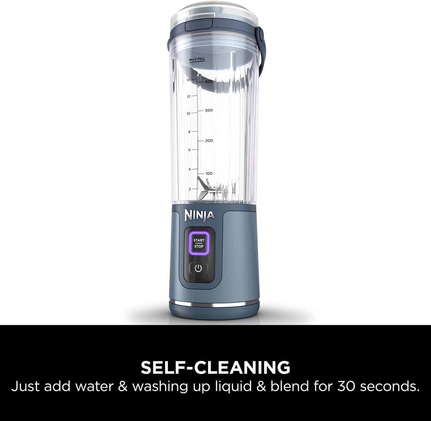 Ninja Blast Portable Blender, 530ml, Leakproof Lid & Sip Spout, Powerful Cordless Mini Blender, Rechargeable, Portable Smoothies, Protein Shakes, Blends Ice & Frozen Fruit, Denim Blue, BC151UKNV