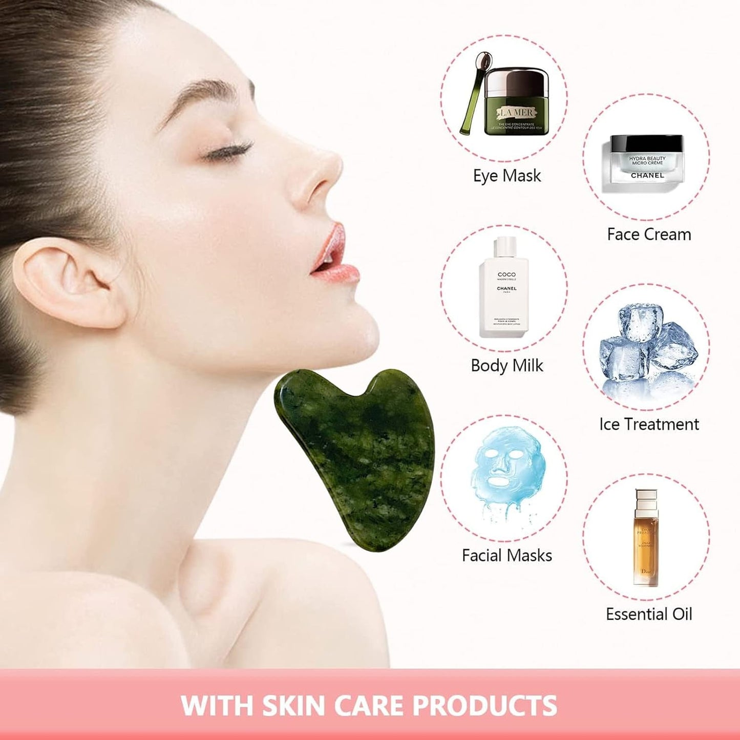 Gua Sha, Premium Gua Sha Stone, Guasha for Face Upgraded, Guasha Stone Natural Jade Stone