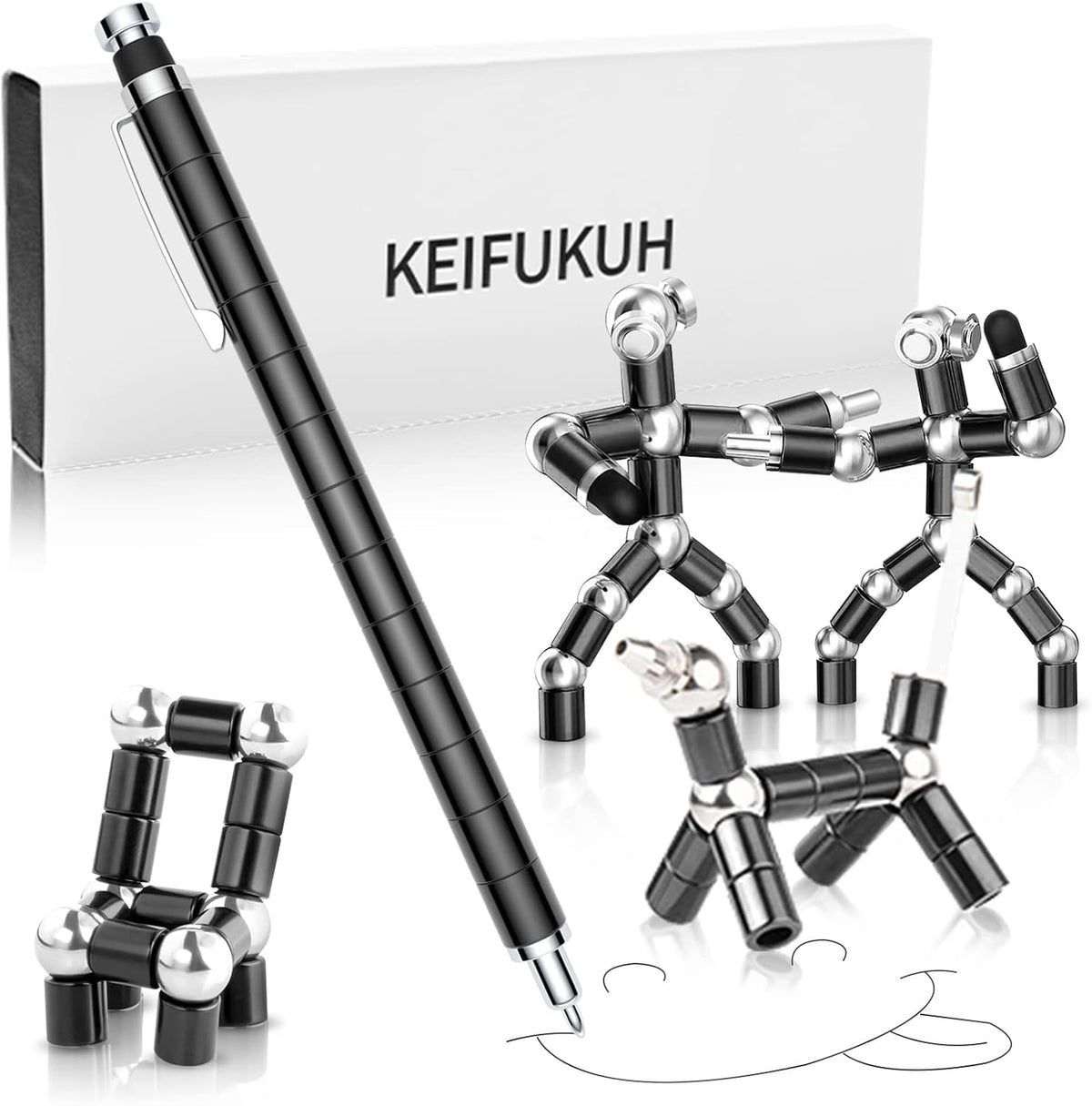 Fun Men Gifts Fidget Gel Pens - Unique Birthday Gift for Mens, Novelty Christmas Stocking Fillers Easter Anniversary Valentines Day Present Ideas Small Gadgets, Cool Secret Santa Gift for Him