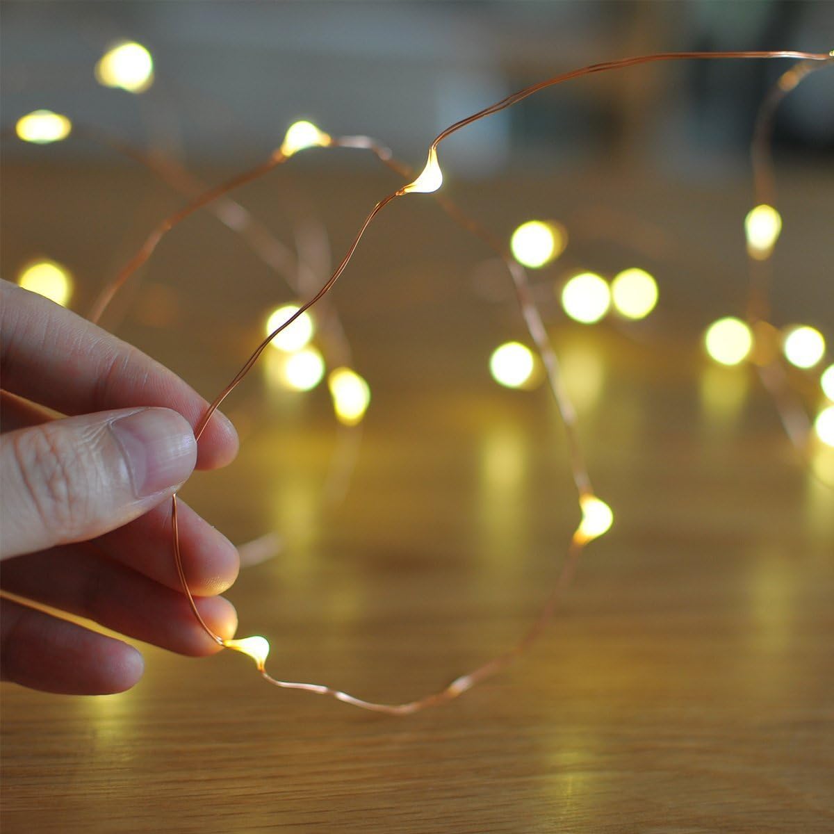 Makion Led String Lights 100 LEDs Decorative Fairy Battery Powered String Lights, Copper Wire Light for Bedroom,Wedding(33ft/10m Warm White)