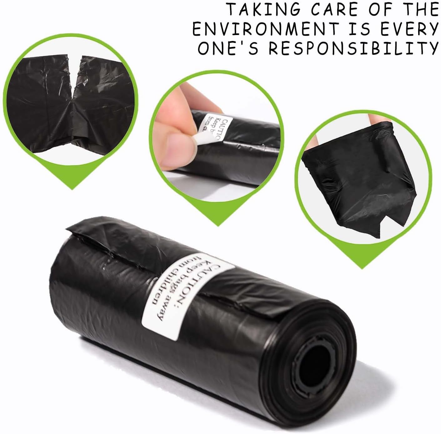 AiTodos® 600 Dog Poop Bags, Black, 31 x 22 cm, Poo Bag Dogs-Polyethylene Material(40 Rolls of 15 Counts)