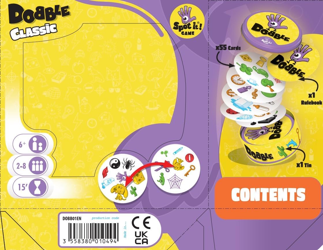 Asmodee | Dobble | Kids Card Game | Ages 6+ | 2-8 Players | 15 Minutes Playing Time