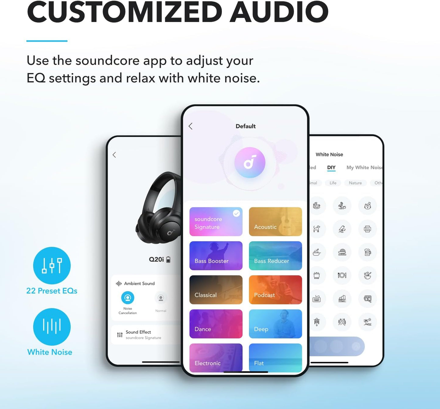 soundcore by Anker Q20i Hybrid Active Noise Cancelling Foldable Headphones, Wireless Over-Ear Bluetooth, 40H Long ANC Playtime, Hi-Res Audio, Big Bass, Customize via an App, Transparency Mode (Black)