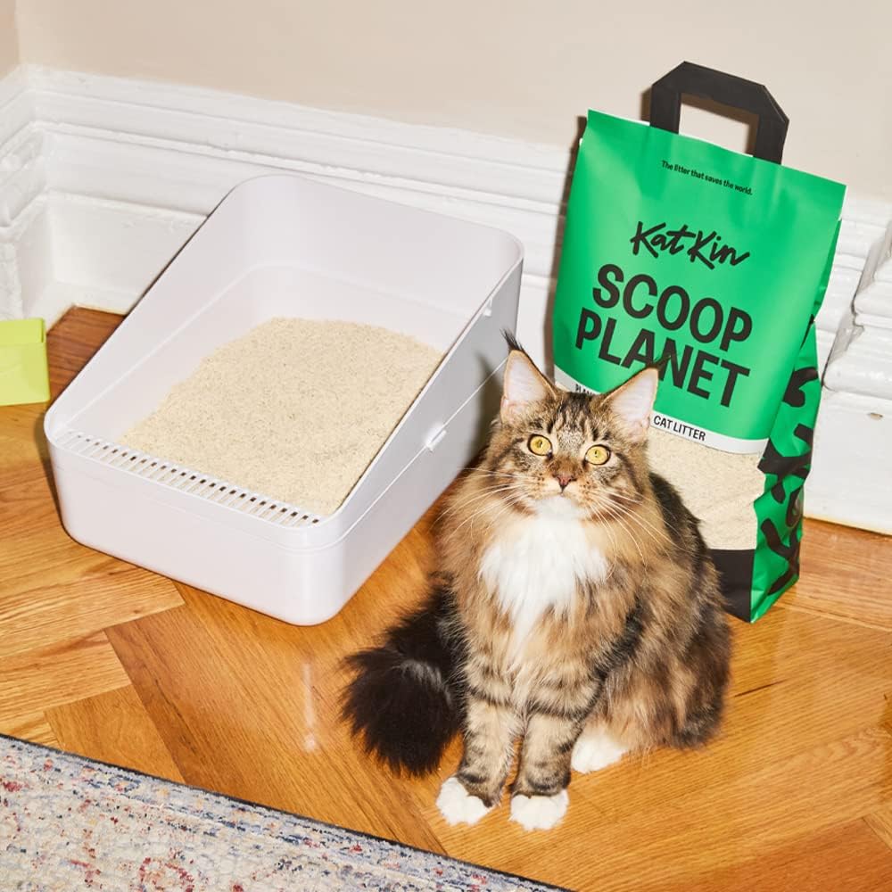 KatKin Scoop Planet Litter (1x4.5kg/12.8L bag): KatKin's upgraded Tofu litter, Plant-Based, 100% Biodegradable, Non-Tracking, Clumping Cat Litter Made With Non-Toxic, Eco-Friendly Pea fibre & Millet