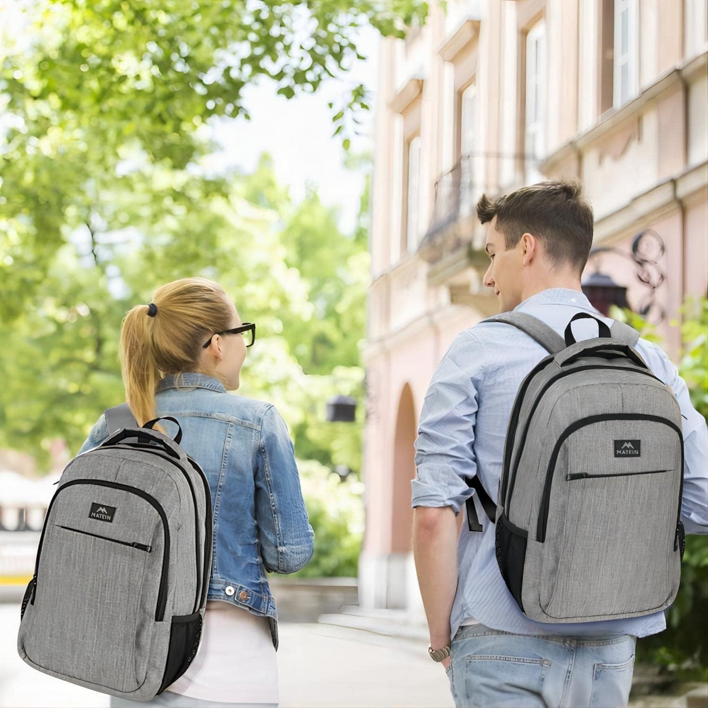 MATEIN Travel Laptop Backpack, Work Bag Lightweight Laptop Bag with USB Charging Port, Anti Theft Business Backpack, Water Resistant School Rucksack Gift for Men and Women, Fits 15.6 Inch, Grey