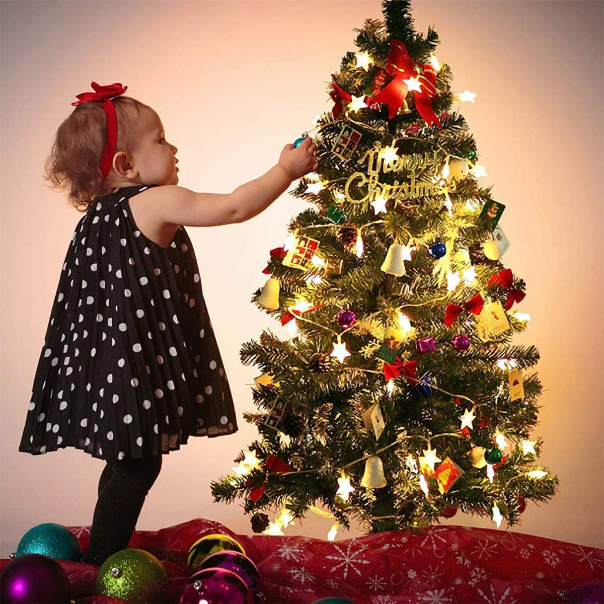 Fairy Lights, 20ft 40 LED Battery Powered String Lights, 2 Lighting Modes, Decoractive for Indoor Outdoor, Bedroom, Wedding, Party,Birthday, Valentine, Christmas Tree Decoration (Star)