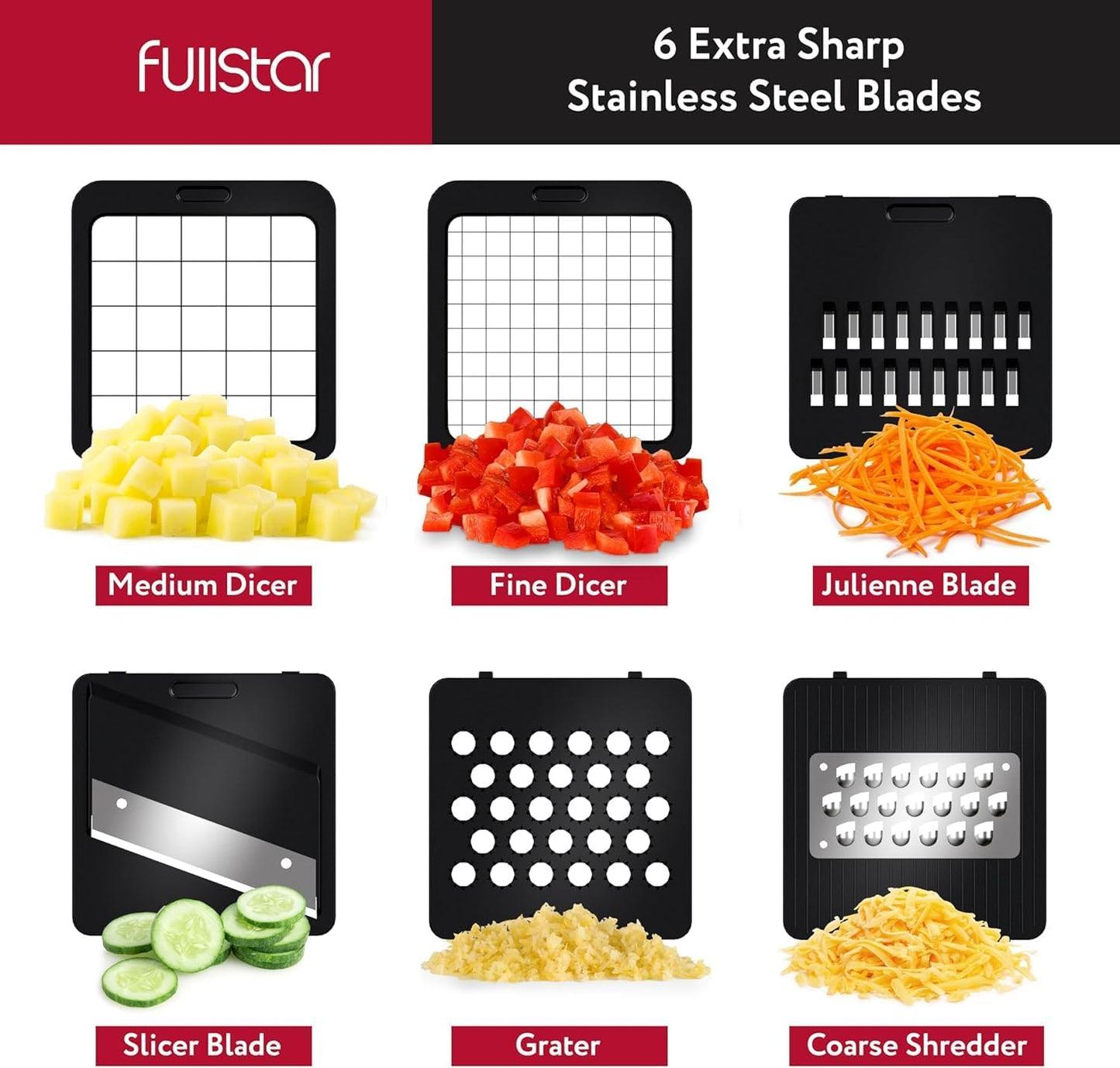 Vegetable Chopper Vegetable Cutter Mandoline Vegetable Slicer - Veggie Onion Salad Food Chopper Manual - Potato Chipper - Veg Chopper and Dicer - Kitchen Tools & Gadgets (6-in-1 Compact White)