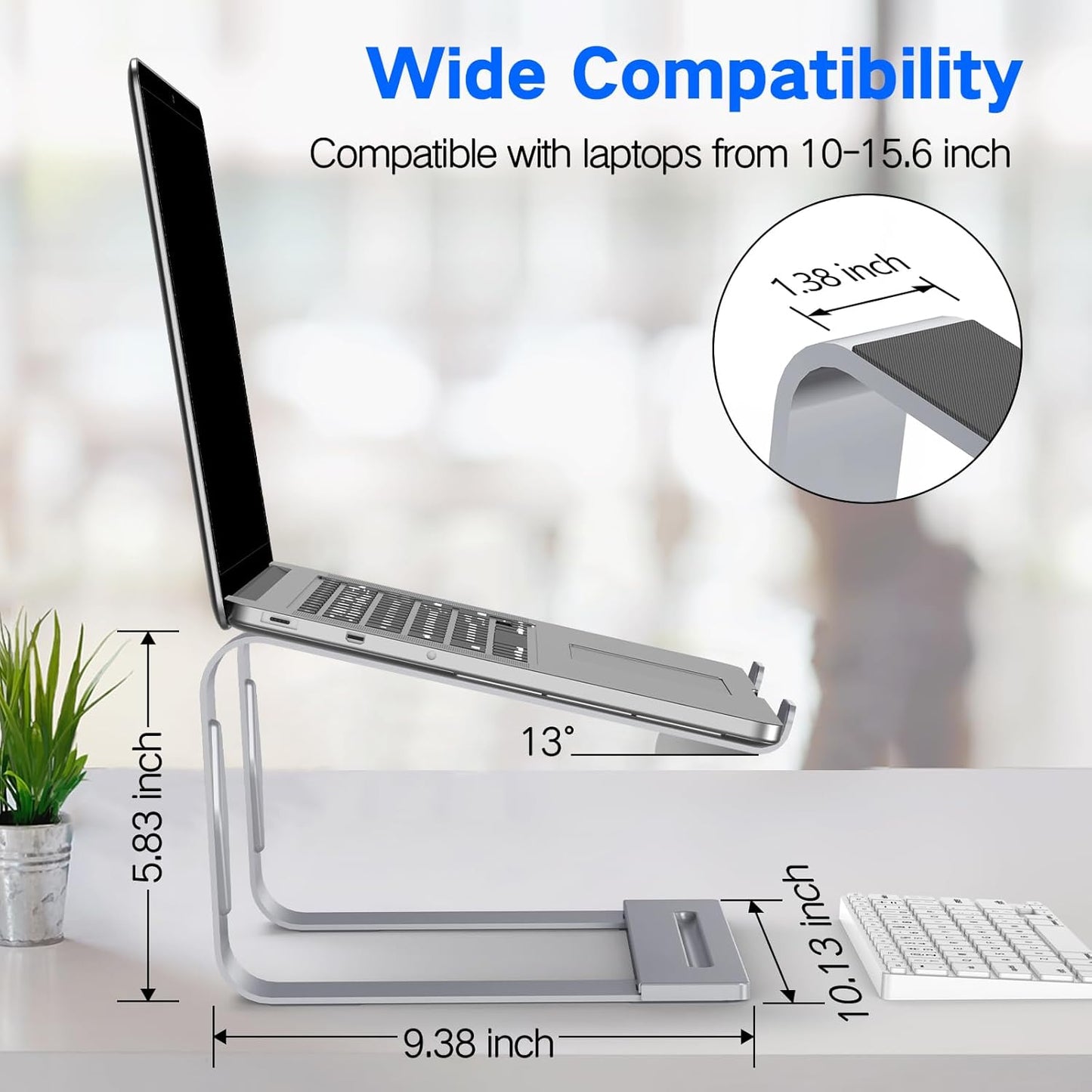 Tonmom Laptop Stand for Desk, Metal Laptop Riser Holder, Removable Notebook Stand Ventilated Cooling Computer Riser Compatible with 10-15.6” Laptops