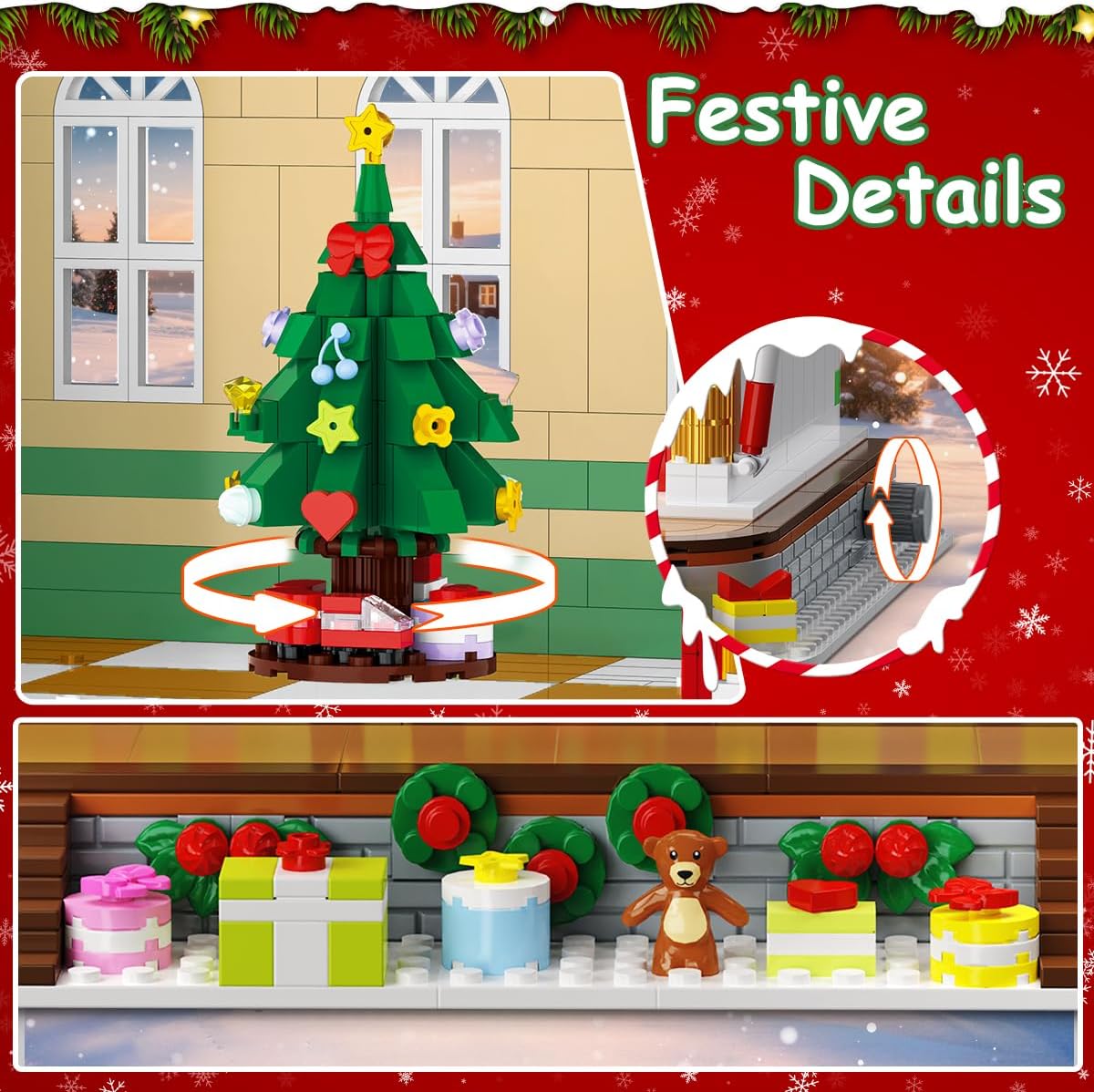 CUBIMANA 2025 Christmas Nutcracker Theater Building Set with Light, 3.6 Mini Building Block Toy with 4 Nutcrackers & 8 Minifigures, 1690PCS with Xmas Tree Train for Adult Girl Boy Age 12+