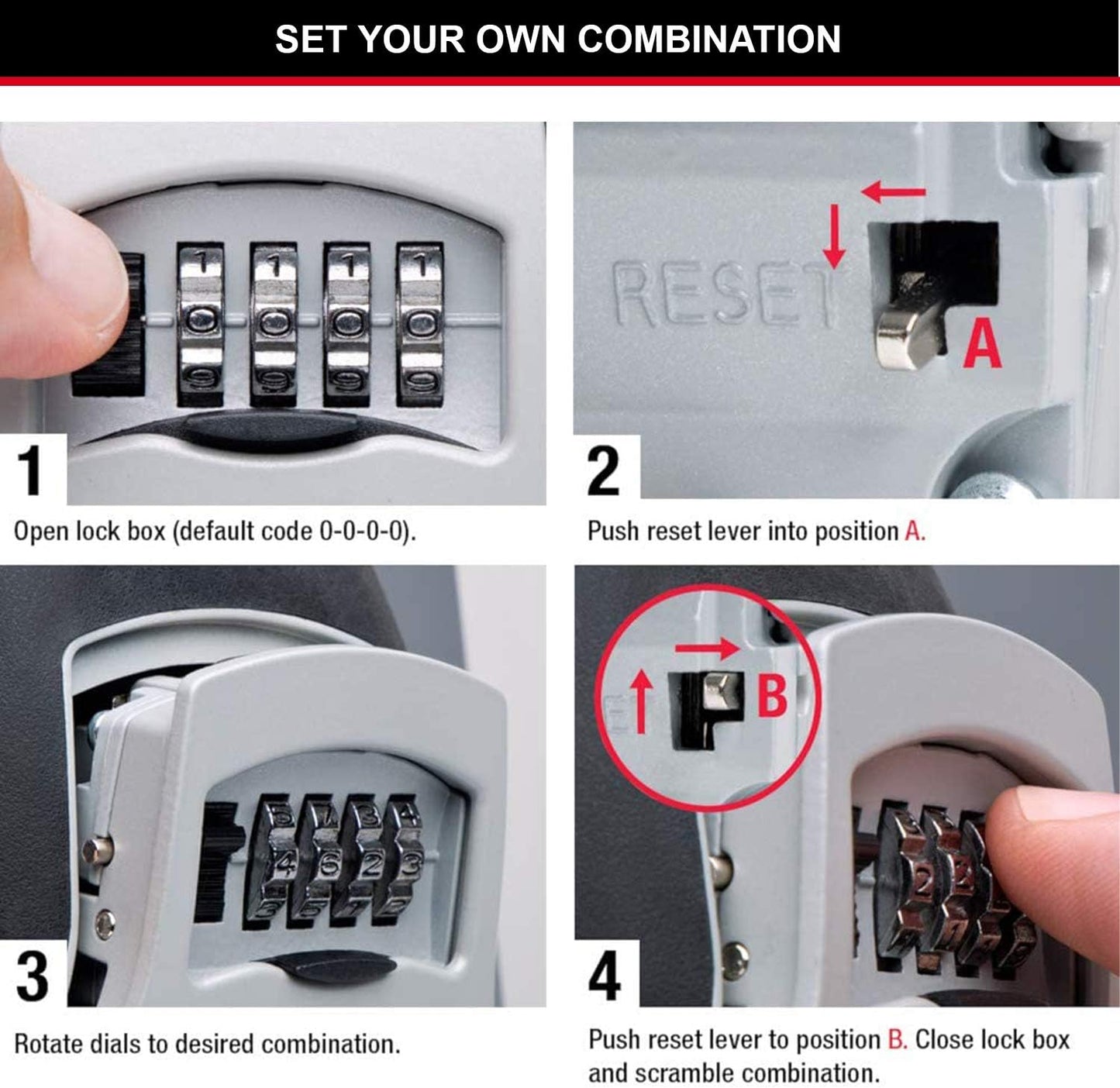 Master Lock Key Safe, 5401EURD, Key Lock Box, Black and Silver, Medium