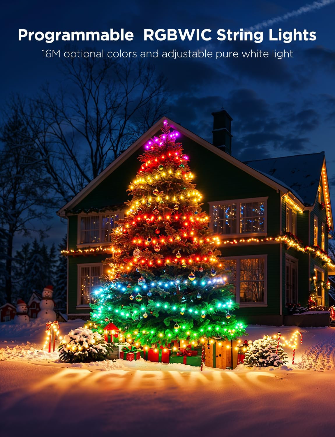 Govee RGBWIC Christmas String Lights 20m, 200 LEDs Holiday Fairy Lights for Indoor & Outdoor, Shape Mapping, AIGC, App Control with 130+ Dynamic Scene Modes, Compatible with Matter, Clear Cable