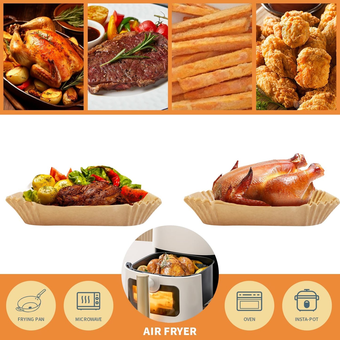 150PC Air Fryer Liners, Ninja Air Fryer Paper Liners Disposable, Ninja Dual Air Fryer Accessories for Ninja AF300UK AF400UK, Salter, Tower and Other Dual Zone Air Fryer