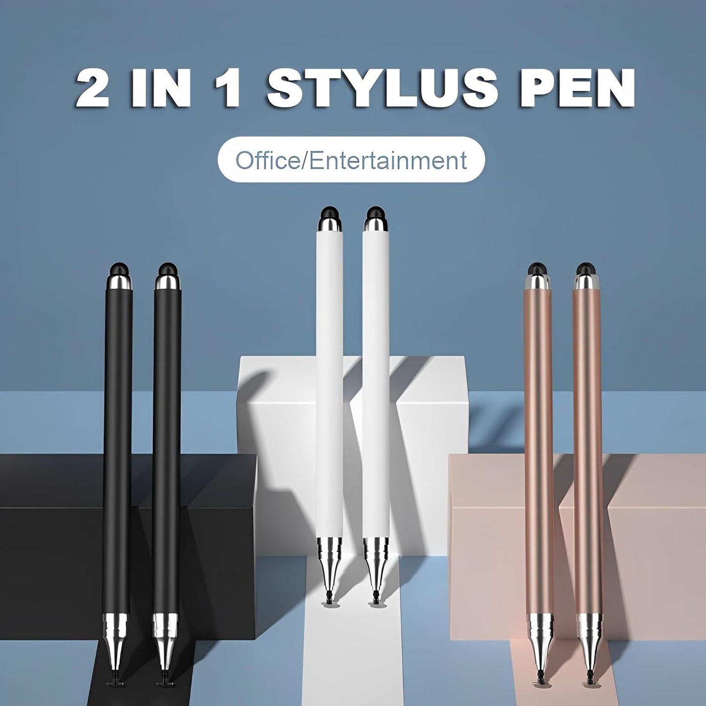 Redreo Stylus Pens for Touch Screens,3 Pack 2 in 1 Universal High Sensitivity Tablets Pens for iPad,Apple,Samsung Galaxy,Smartphones, Android, Microsoft and Other Touch Screens