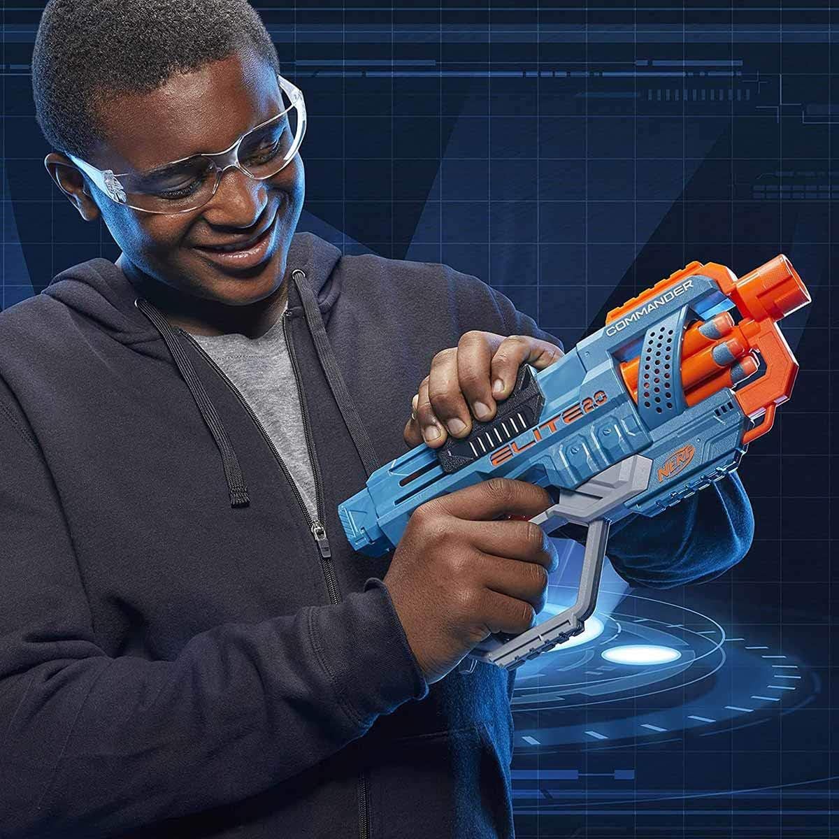 Nerf Elite 2.0 Commander RD-6 Blaster Toy for 8+ Year Old Kids, Dart Launcher with 12 Nerf Elite Foam Darts and a 6-Dart Rotating Drum