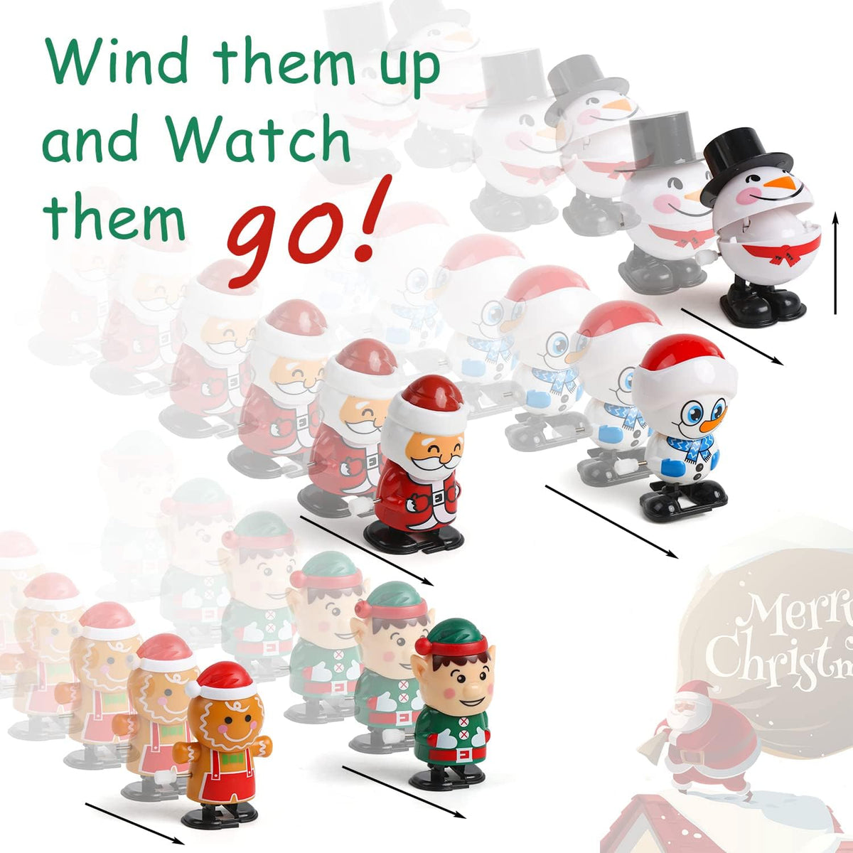 VEYLIN 8 Pack Christmas Wind Up Toy Assortments Christmas Stocking Stuffers Christmas Toys for Kids Party Bag Fillers