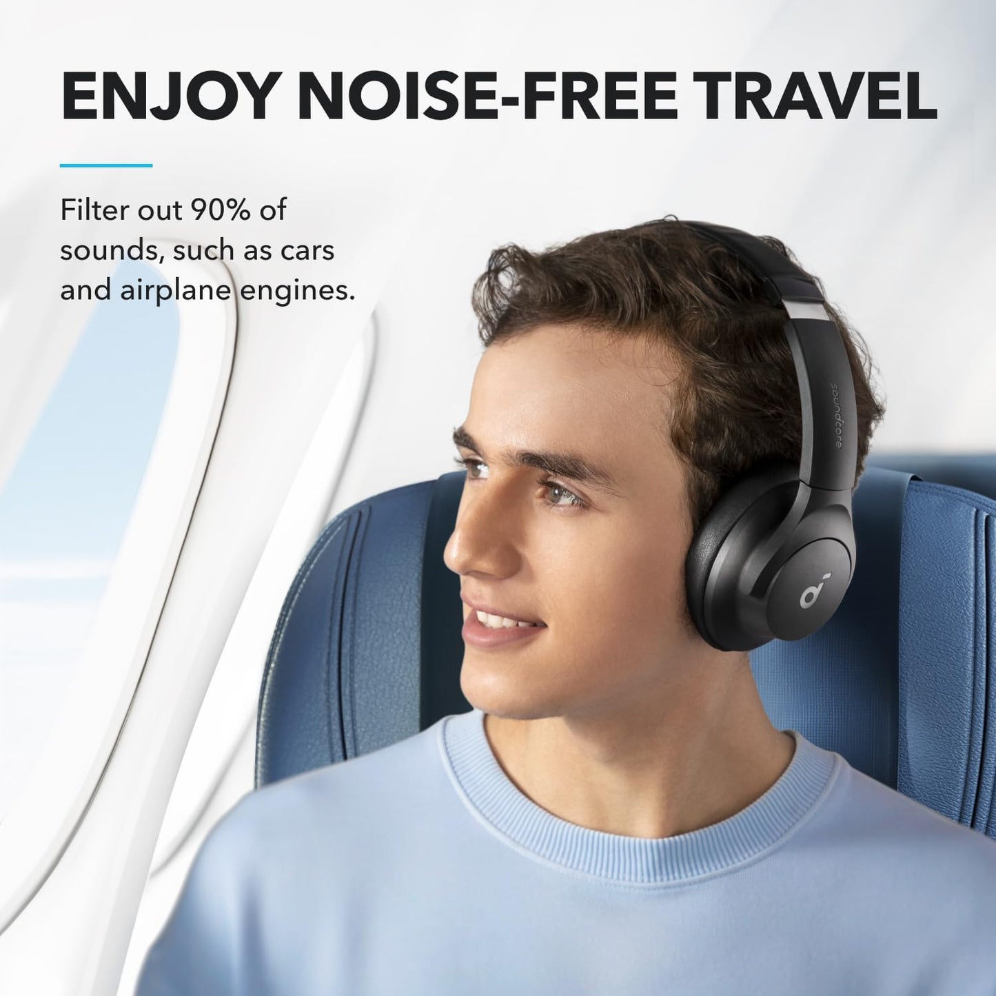 soundcore by Anker Q20i Hybrid Active Noise Cancelling Foldable Headphones, Wireless Over-Ear Bluetooth, 40H Long ANC Playtime, Hi-Res Audio, Big Bass, Customize via an App, Transparency Mode (Black)