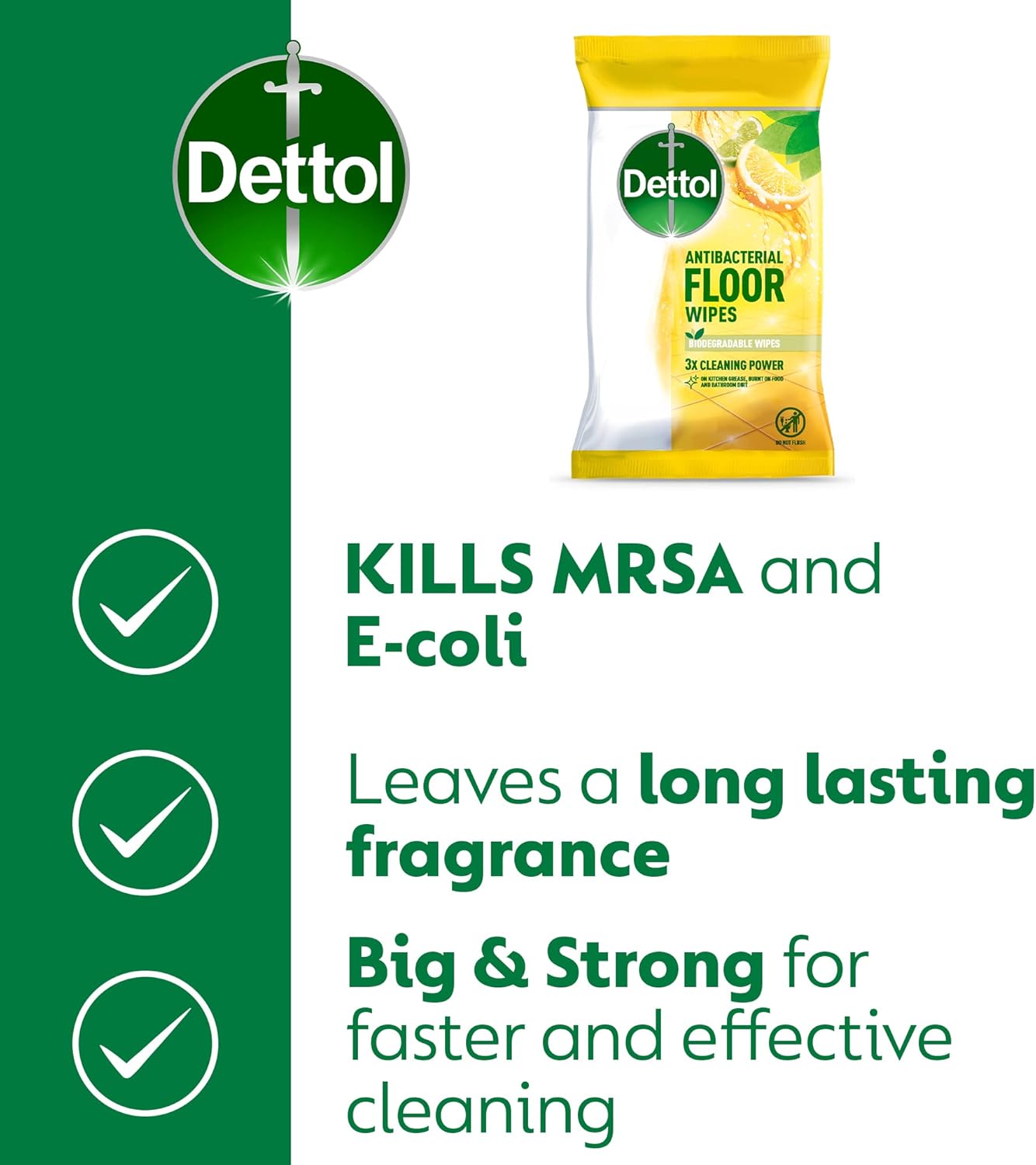 Dettol Antibacterial Citrus Floor Wipes, 150 Biodegradable Disinfectant Sheets (6X25) For Laminate, Wood, Total Clean Freshness