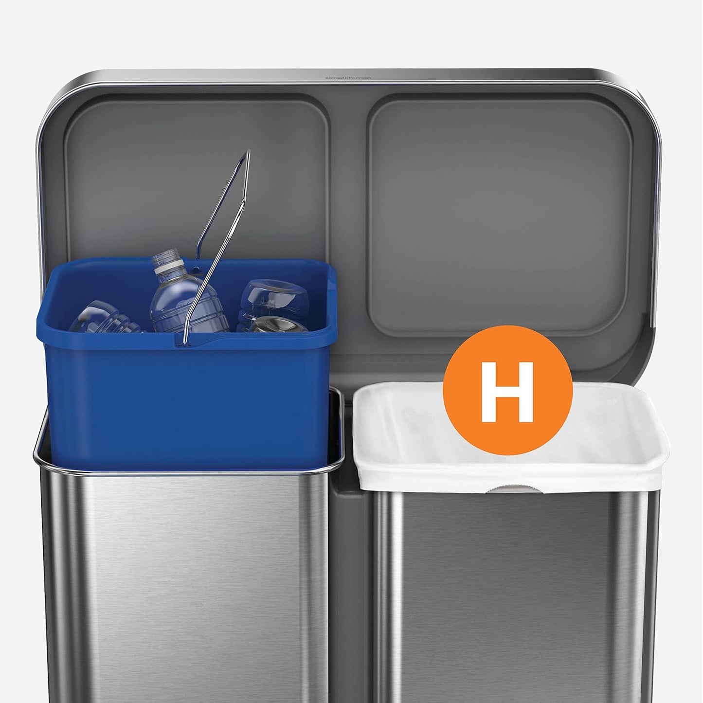 simplehuman Code H 60 Liners, 50% Recycled Custom Fit Bin Bags in Dispenser Packs with Durable Drawstring Tie Handle, 30-35L, White