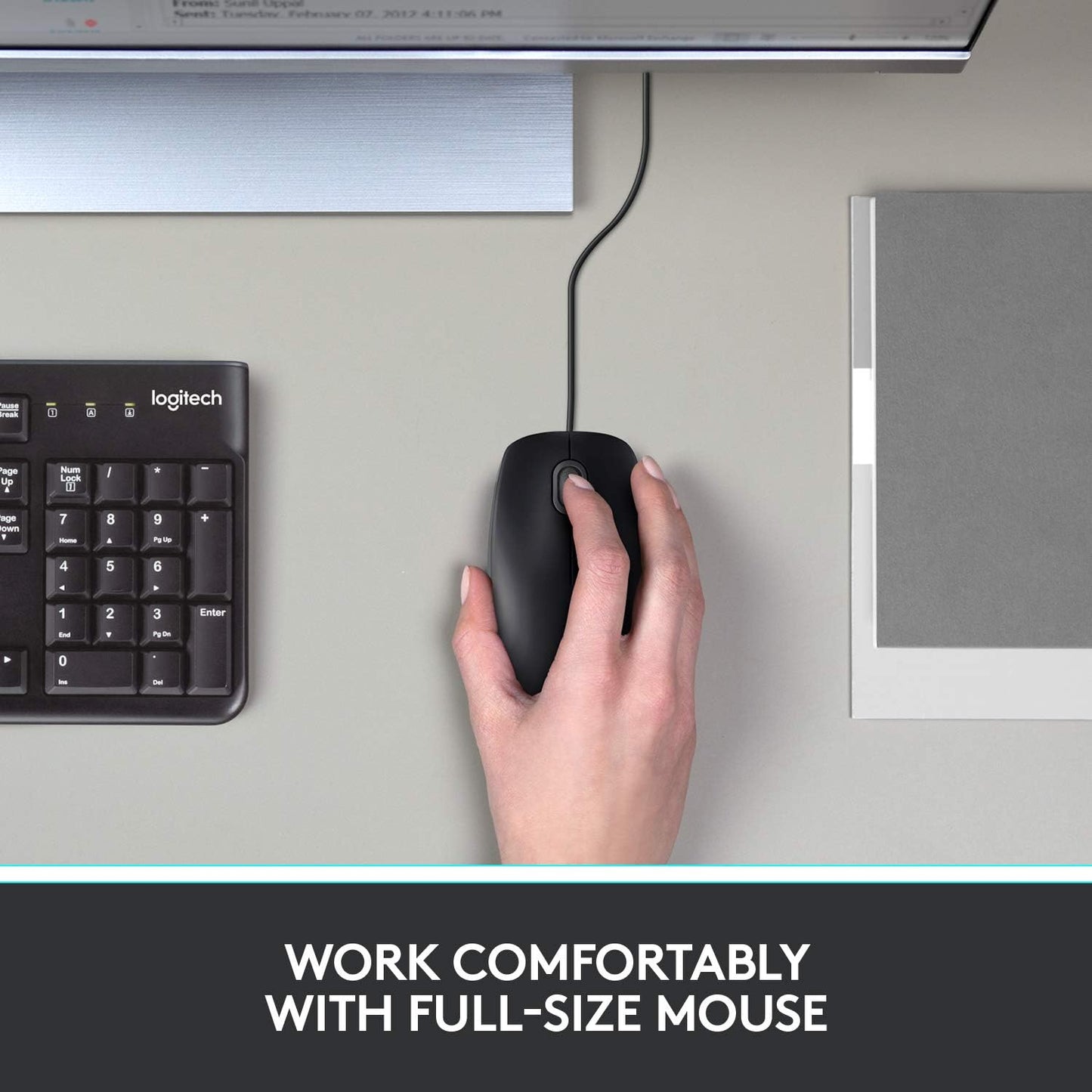 Logitech B100 Wired USB Mouse, 3-Buttons, Optical Tracking, Ambidextrous PC / Mac / Laptop - Black