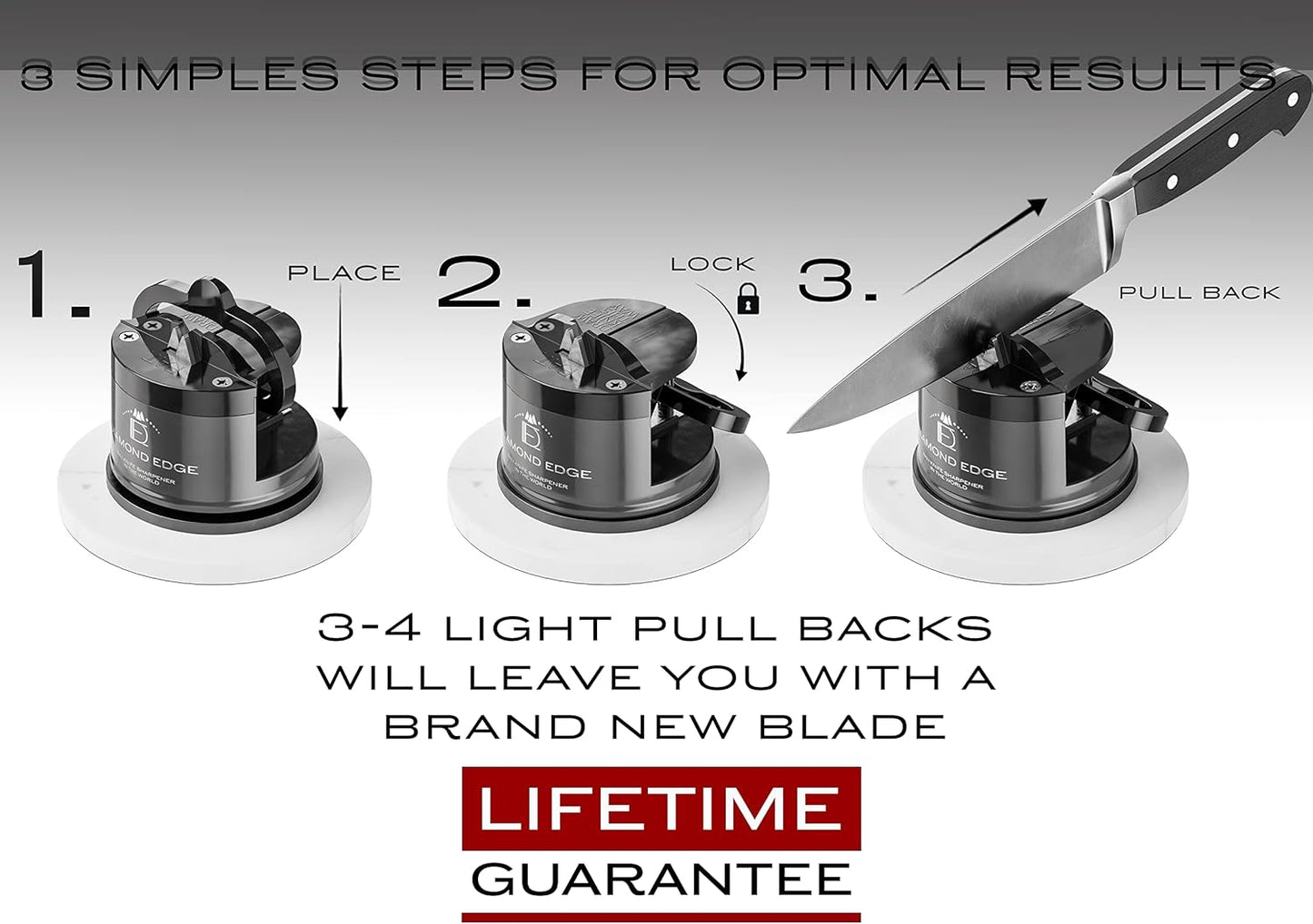 Diamond Edge No.1 Knife Sharpener β Safe & Compact Manual Knife Sharpener for Any Knife - Knives Sharpener Suitable for Serrated & Outdoor Blades β Professional Quality, Black
