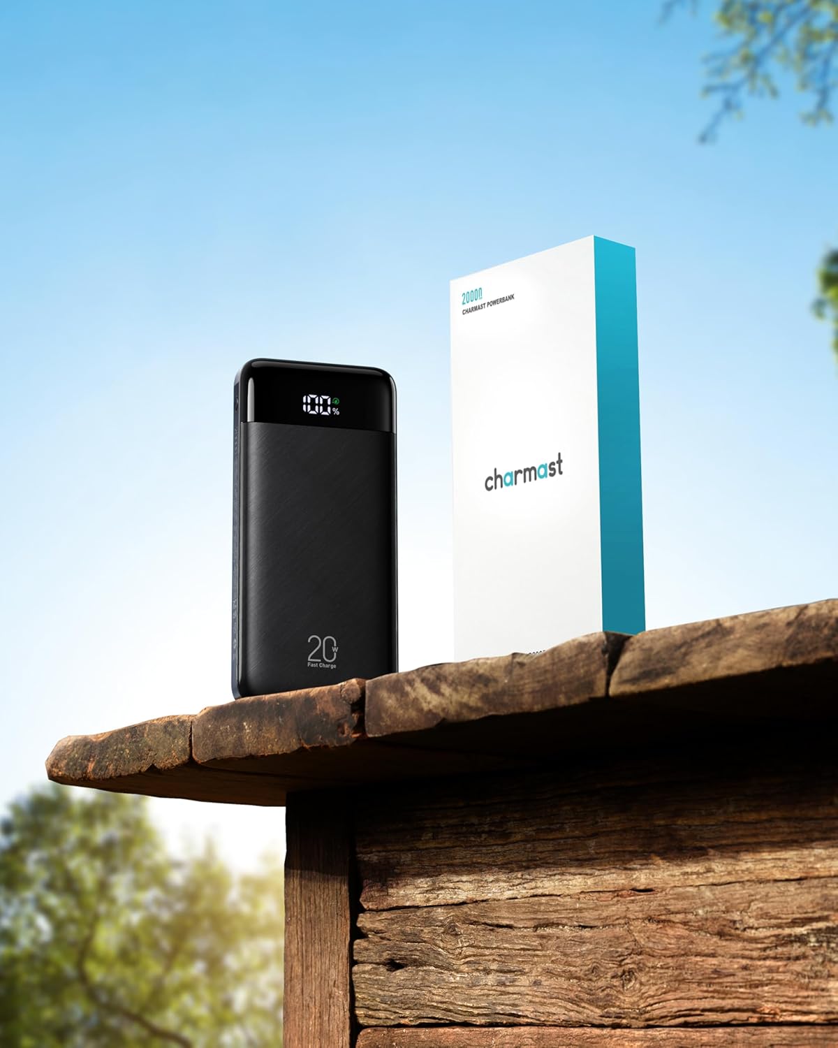 Charmast Power Bank 20,000mAh with Built-In Cables – 20W Fast Charging USB-C Portable Charger Compatible with Smartphones, Tablets & More