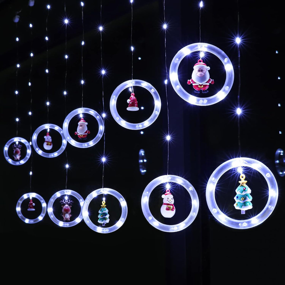 BLOOMWIN Christmas Window Lights 3m x 0.65m LED String Light Curtain Fairy Light with 8 Modes Xmas Decoration for Indoor Party Wedding Bedroom(Cool White)