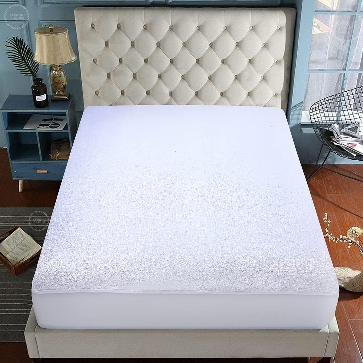 Caroline Shatuik Waterproof Mattress Protector King |40cm Extra Deep Fitted King Size Waterproof Bed Protector Topper | Non Noisy & Breathable Mattress Cover King Size Bed(152 X 200 +40CM)