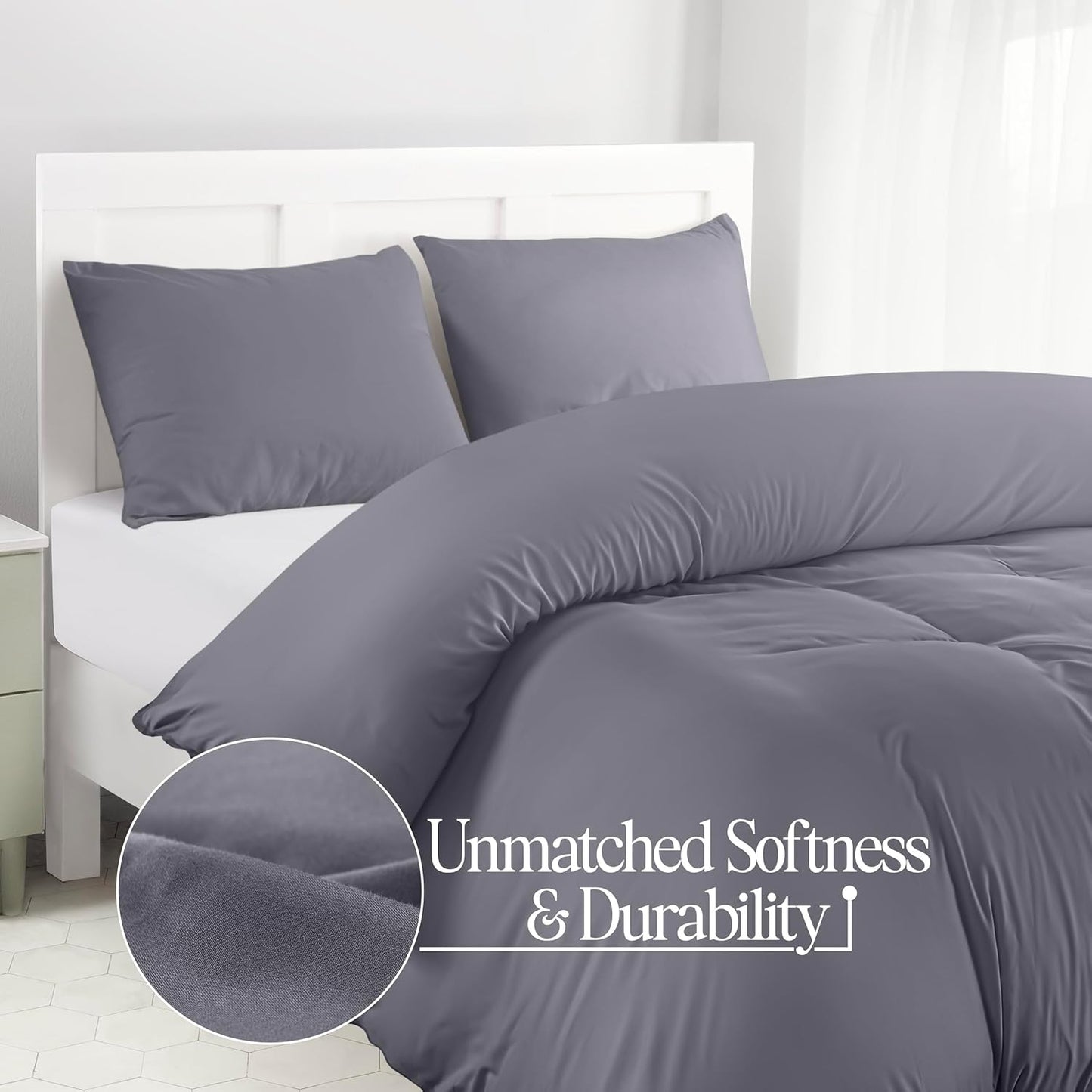 Utopia Bedding Duvet Cover Double - Soft Microfibre Polyester - Bedding Quilt Cover Set, with Pillow cases (Grey)