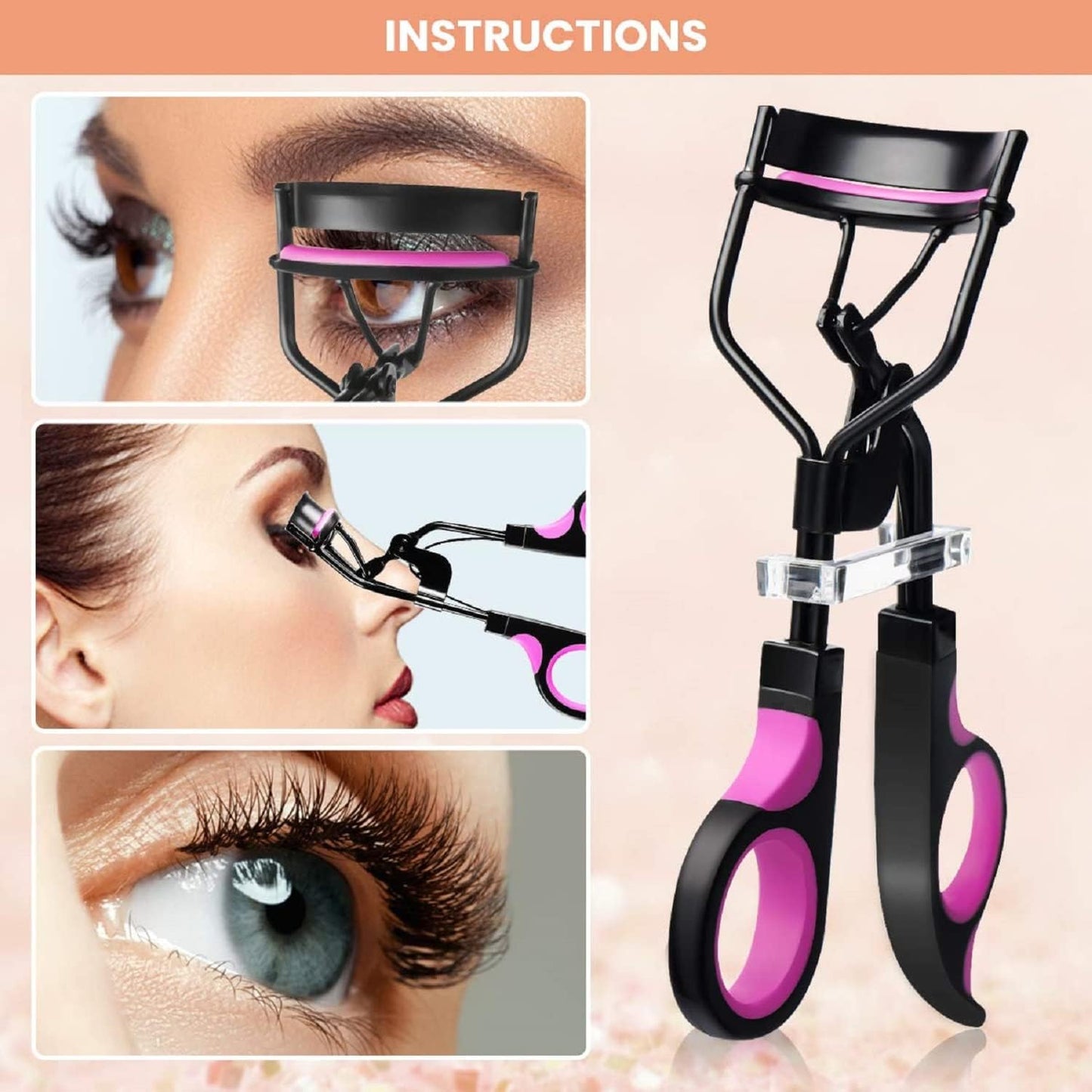 ZDXY Eyelash Curler, 3 in 1 Lash Curler Kit with 5 Extra Replacement Refill Pads Eyelash Applicator Makeup Tool, Violet Black, 1.0 count