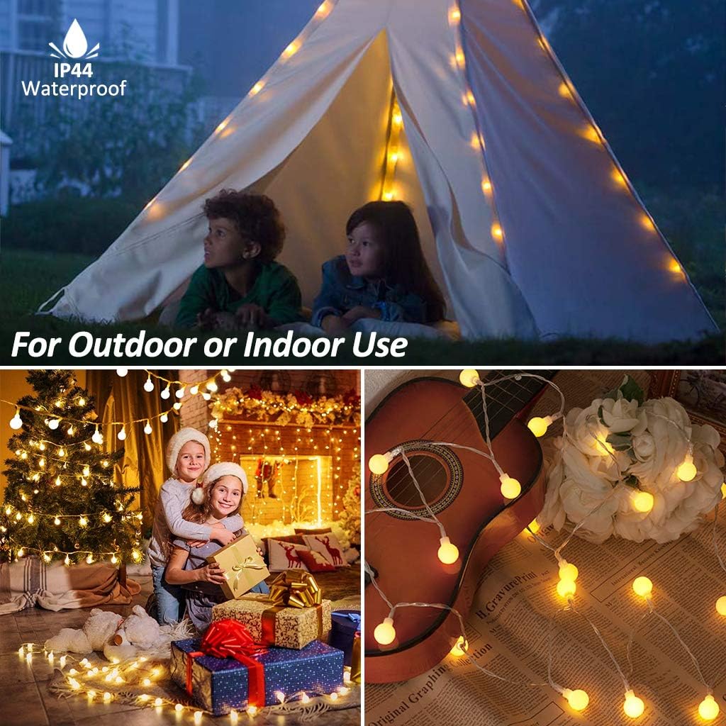 Zorela Globe Fairy Lights, 15M/49ft 100 LED Fairy String Lights with Remote - USB or Battery Powered - 8 Modes - Outdoor Indoor Globe String Lights for Christmas, Bedroom, Garden, Balcony
