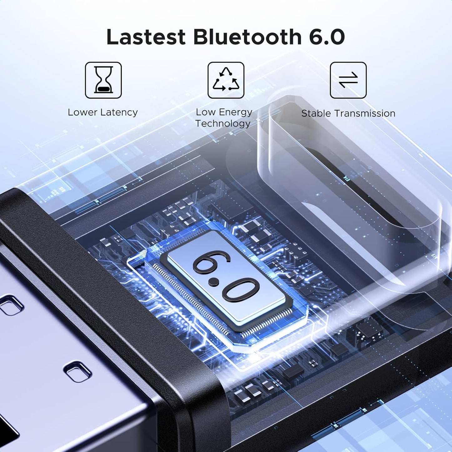 UGREEN Bluetooth 6.0 Adapter PC, USB Bluetooth Dongle for PC Windows 11/10/8.1, EDR & BLE Modes, Long Range, Plug & Play, Mini-Sized, for Controller, Headphone, Keyboard, Mouse etc.