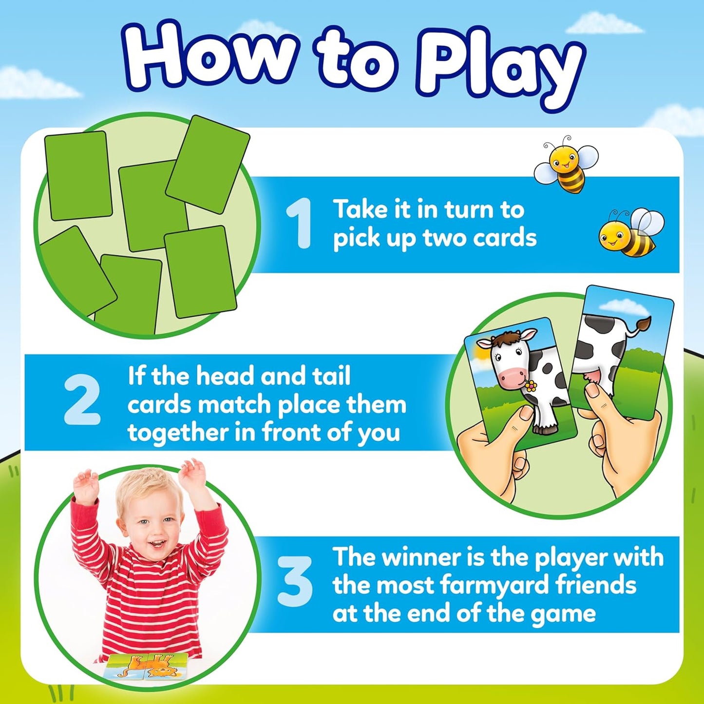 Orchard Toys Farmyard Heads and Tails Game, Memory & Matching Pairs Card Game, Educational Games and Toys for Toddler and Preschool, 18-Month-Old and Up
