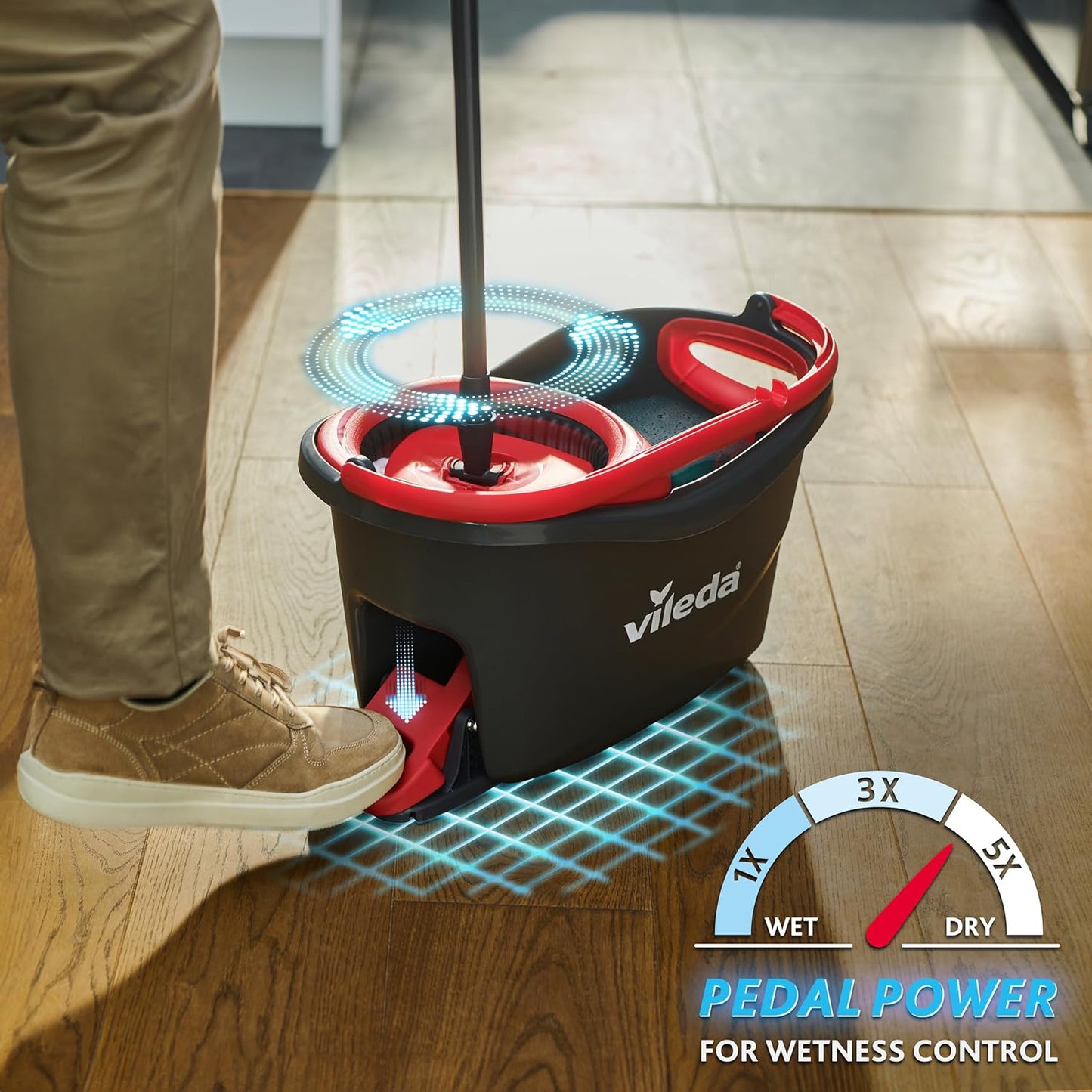 Vileda Turbo Microfibre Mop And Bucket Set, Spin Mop For Cleaning Floors, Set Of 1x Mop And 1x Bucket, Eco Packaging