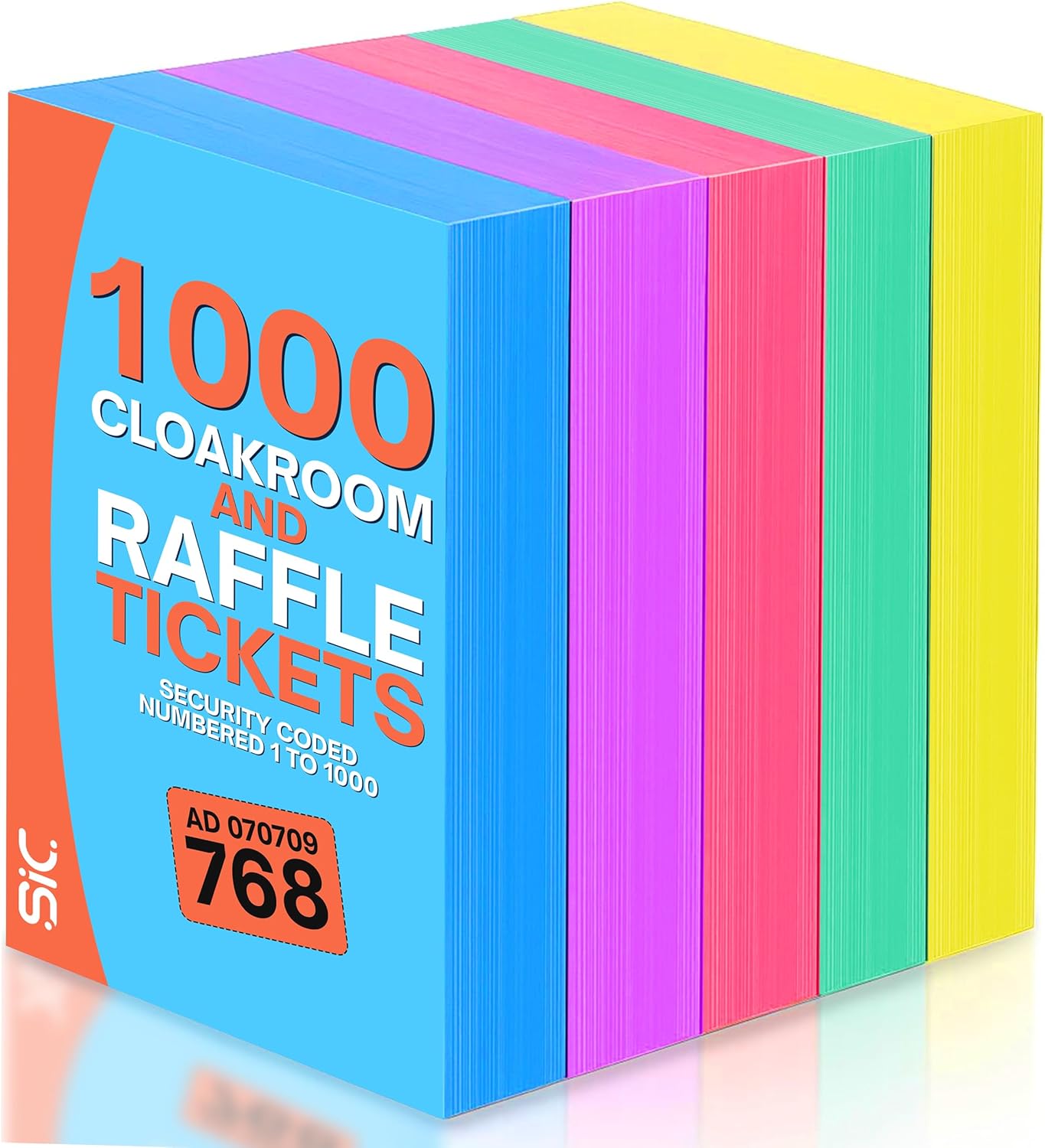 SIC ยฎ 5-Pack Raffle Tickets Books 1-1000 โ Cloakroom & Tombola Drum Tickets with Security Numbering โ Numbered Raffle Books โ Ideal for Fundraising, Prize Draws & Charity Events