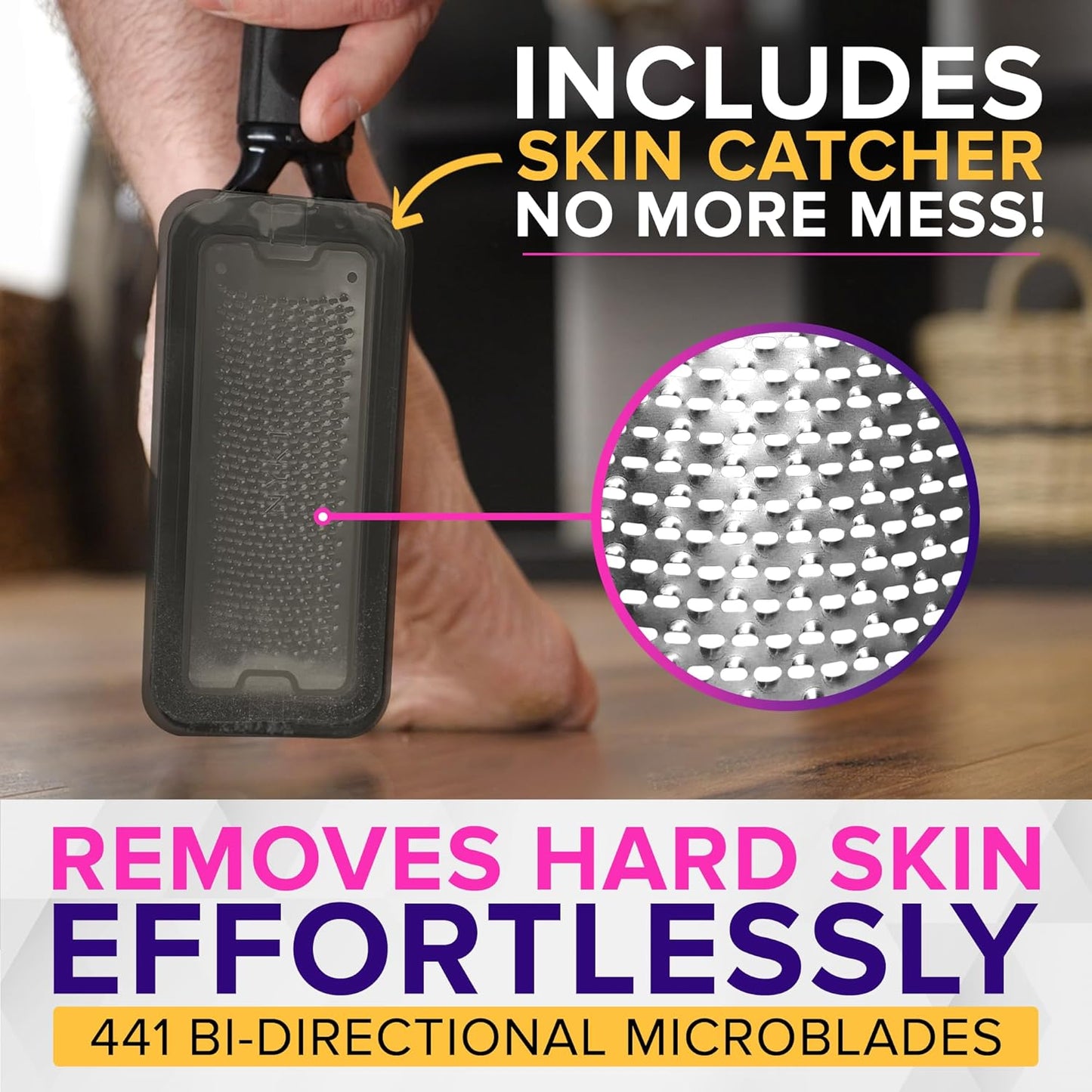 NYK1 MEGAFILE Rustproof Foot File with Catcher (XL Size) – High-Performance Foot Care Tool for Wet & Dry Use – Textured Grip for Non-Slip Control