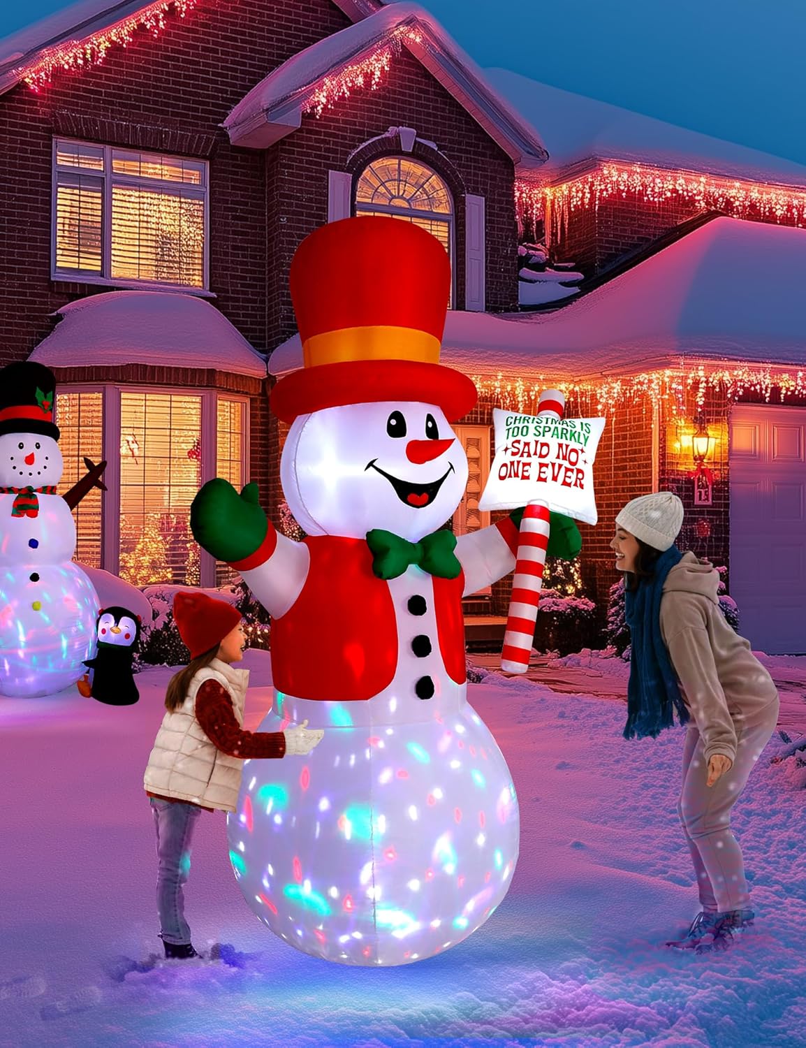 Vintoney 244 cm/ 8 FT inflatable snowman Christmas inflatables decorations outdoor decoration large blow ups for yard holiday xmas indoor garden holiday air filled led