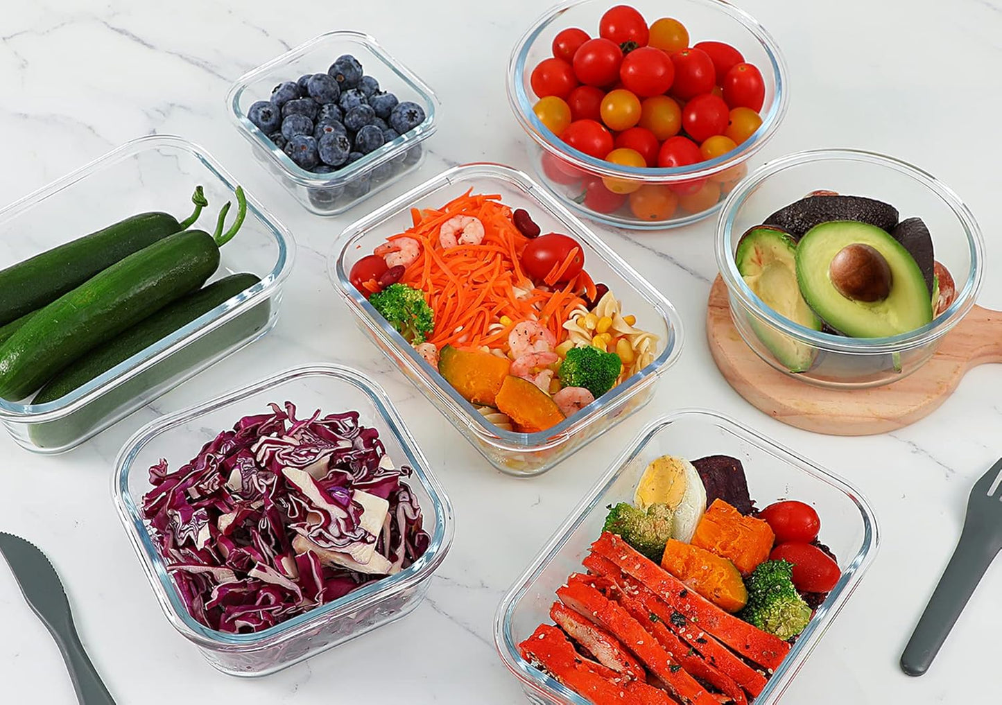 MCIRCO 24-Piece Glass Food Storage Containers with Snap Locking Lids, Glass Meal Prep Containers Set, Airtight Lunch Containers, Microwave, Oven,Freezer and Dishwasher Friendly