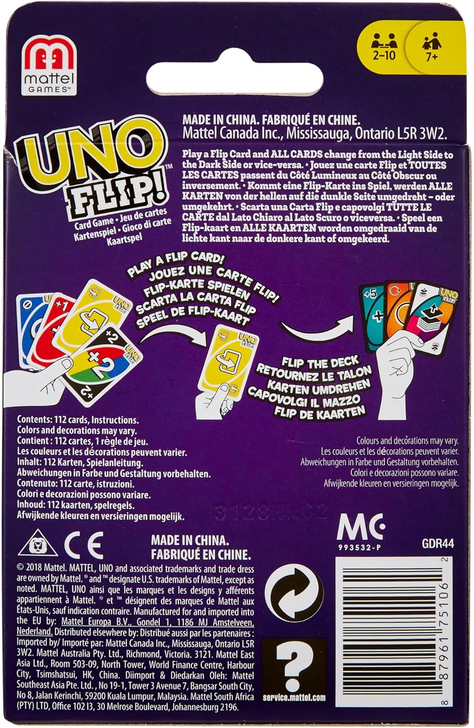 Mattel Games UNO FLIP! Family Card Game for Adults, Teens & Kids, Double-sided Deck with Special Flip Card, 112 Cards, 7 Year Old and Up, GDR44