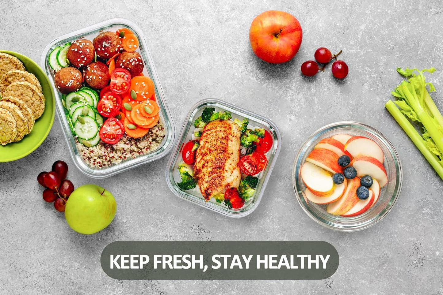 MCIRCO 24-Piece Glass Food Storage Containers with Snap Locking Lids, Glass Meal Prep Containers Set, Airtight Lunch Containers, Microwave, Oven,Freezer and Dishwasher Friendly
