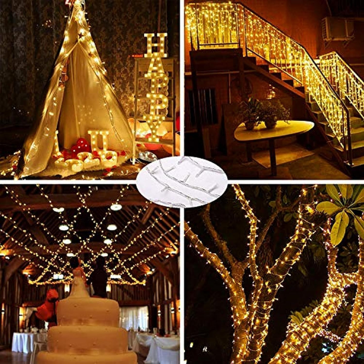 String Lights Mains Powered, 120 LED 12M/40Ft Fairy Lights Waterproof,with 8 Modes Remote Control Fairy Lights Indoor/Outdoor for Garden, Gazebo, Party, Wedding, Christmas Decorations (Warm White)