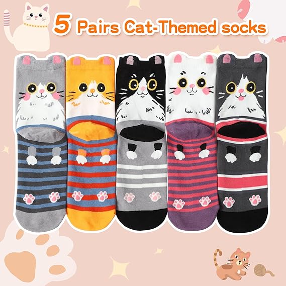Cat Socks – Cute Animal Themed Socks for Women & Girls, Perfect Cat Lover Gifts, Secret Santa & Christmas Stocking Fillers for Mum, Her, Teen Girls or Girlfriend (Unique Xmas Present Idea)