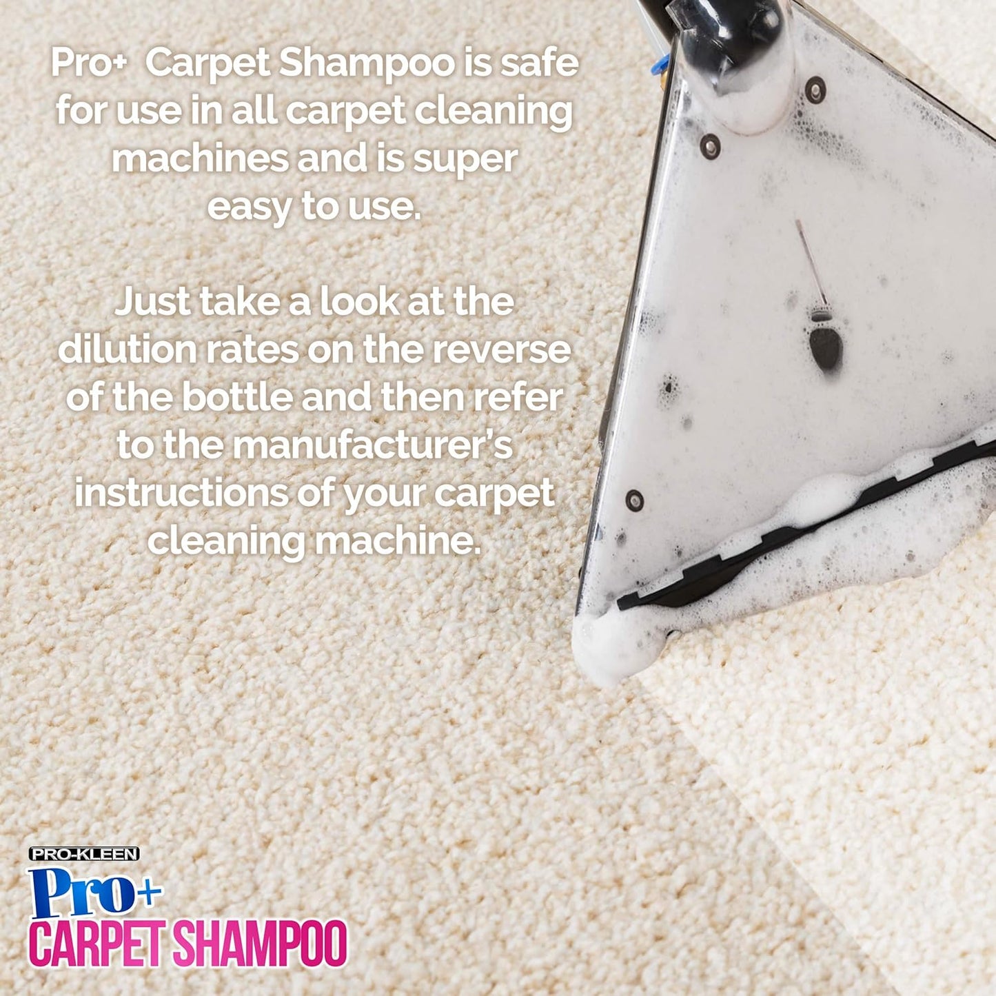 Pro-Kleen Pro+ Carpet Shampoo and Upholstery Cleaning Solution – 4 in 1 Concentrate – Pet Carpet Cleaner with Odour Removal Suitable for all Machines 5L (Spring Bloom)